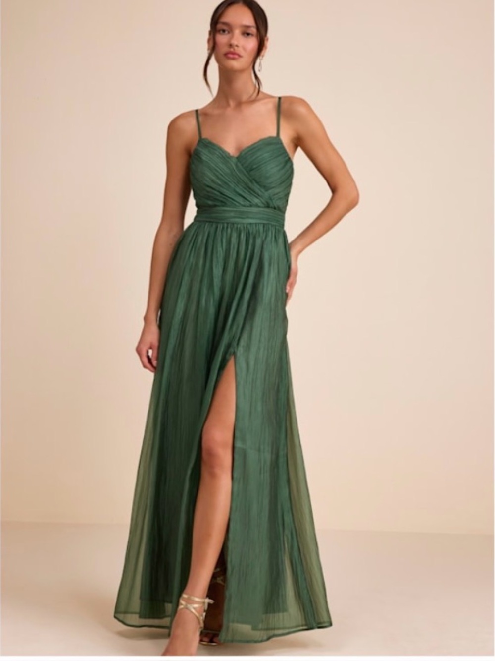 Lulus Rosalind Green Organza Strapless Maxi Dress - Size L